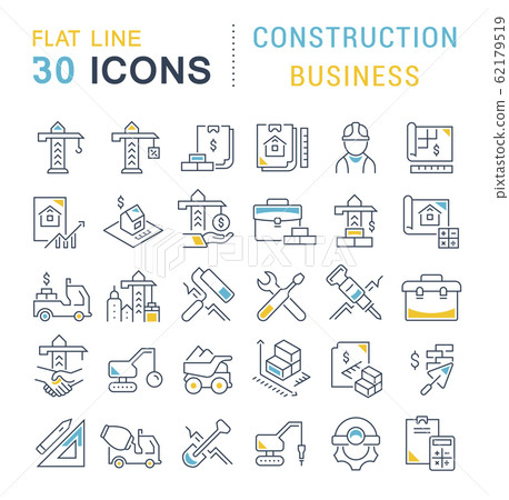 Set Vector Line Icons of Construction Business - Stock Illustration ...