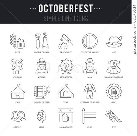 Set Vector Line Icons of Octoberfest 62179534