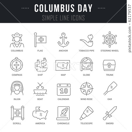 Set Vector Line Icons of Columbus Set Vector Line Icons of Columbus 62179537