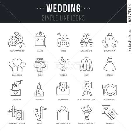 Set Linear Icons of Wedding 62179538