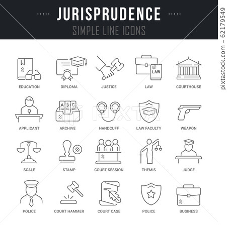 Set Vector Line Icons of Jurisprudence 62179549