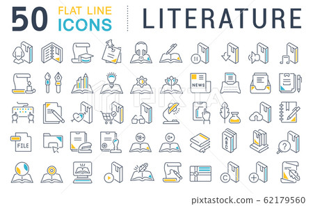 Set Vector Line Icons of Literature. 62179560