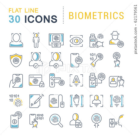 Set Vector Line Icons of Biometrics 62179561