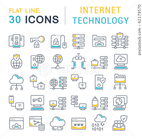 Set Vector Line Icons of Internet Technology - Stock Illustration ...