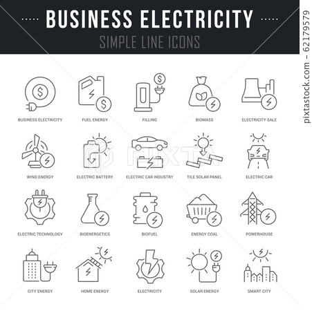Set Vector Line Icons of Business Electricity 62179579