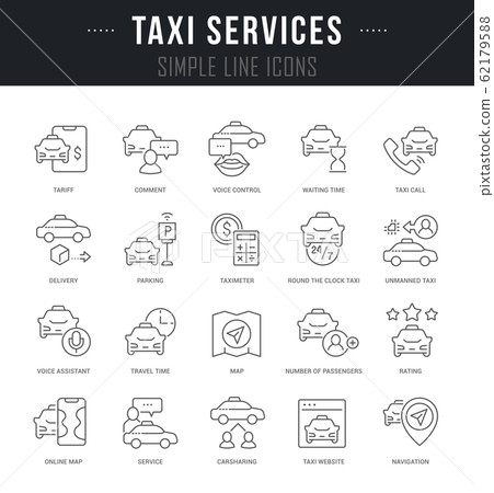 Set of Linear Icons of Taxi Services 62179588