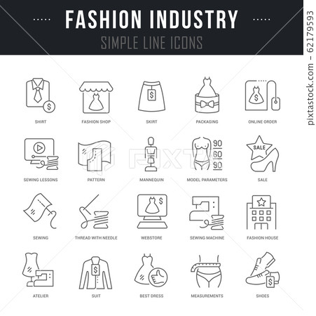 Set of Linear Icons of Fashion Industry 62179593