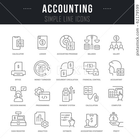Set Vector Line Icons of Accounting Set Vector Line Icons of Accounting 62179599
