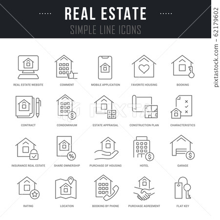 Set Vector Line Icons of Real Estate - Stock Illustration [62179602 ...
