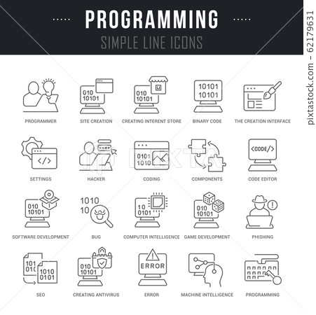 Set Vector Line Icons of Programming Set Vector Line Icons of Programming 62179631