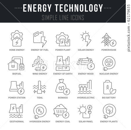 Set Vector Line Icons of Energy Technology 62179635