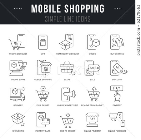 Set Vector Line Icons of Mobile Shopping - Stock Illustration [62179663 ...