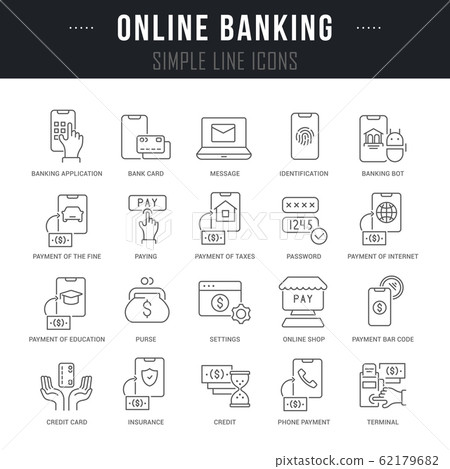 Set Vector Line Icons of Online Banking - Stock Illustration [62179682 ...