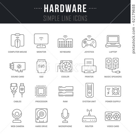 Set Vector Line Icons of Hardware 62179688