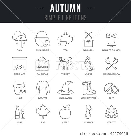 Set Vector Line Icons of Autumn. - Stock Illustration [62179696] - PIXTA