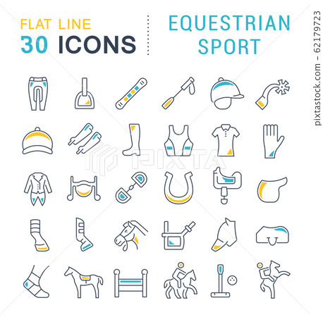 Set Vector Line Icons of Equestrian Sport. 62179723
