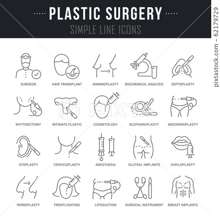 Set Vector Line Icons of Plastic Surgery. Set Vector Line Icons of Plastic Surgery. 62179729