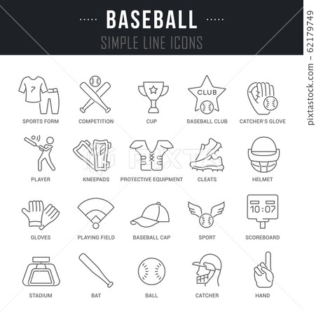 Set Vector Line Icons of Baseball. Set Vector Line Icons of Baseball. 62179749