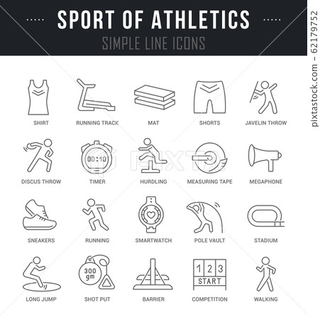 Set Vector Line Icons of Sport of Athletics. Set Vector Line Icons of Sport of Athletics. 62179752