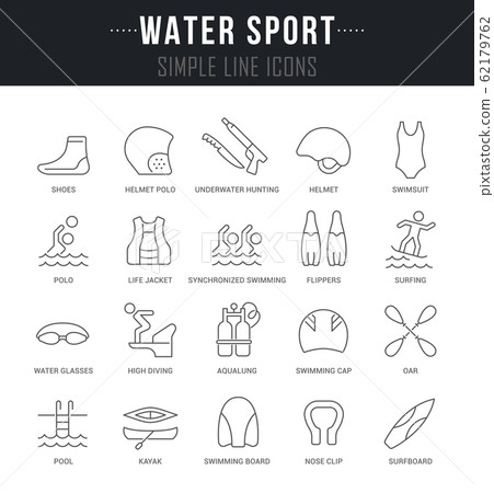 Set Vector Line Icons of Water Sport. 62179762