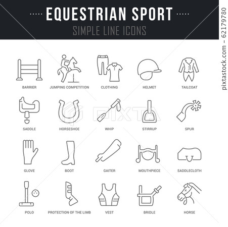 Set Vector Line Icons of Equestrian Sport. 62179780