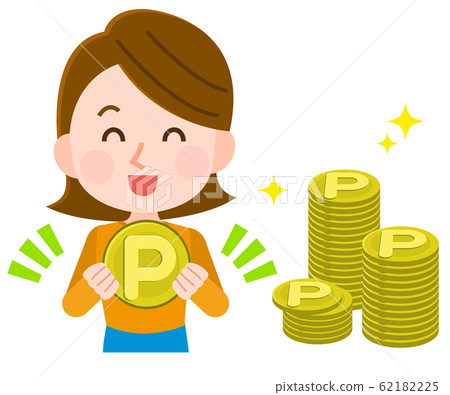 Point pile accumulated housewife smiling illustration Point pile accumulated housewife smiling illustration 62182225