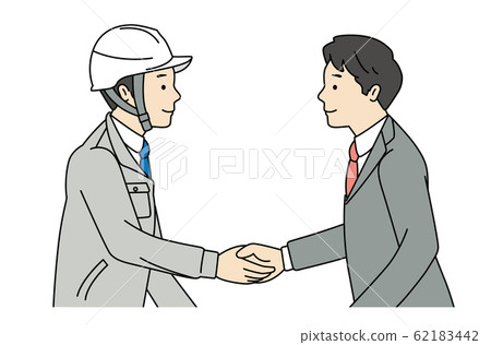 工人商人公司員工握手工作服合同兩人圖 62183442