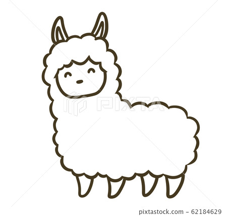 Illustration of a simple alpaca (Mood 2) _ line only Illustration of a simple alpaca (Mood 2) _ line only 62184629