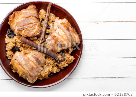 Millet porridge with chicken. Millet porridge with chicken. 62188762