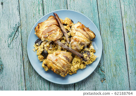 Millet porridge with chicken. Millet porridge with chicken. 62188764