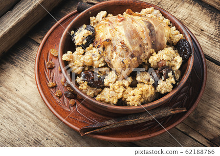 Millet porridge with chicken. Millet porridge with chicken. 62188766