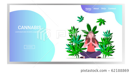 woman relaxing in lotus pose marijuana or... - Stock Illustration ...