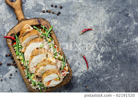Baked meat and risotto Baked meat and risotto 62191520