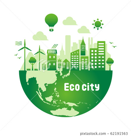 考慮生態,生態,自然和環境保護的城市生活形象圓形橫幅插圖(漸變) 考慮生態,生態,自然和環境保護的城市生活形象圓形橫幅插圖(漸變) 62191563