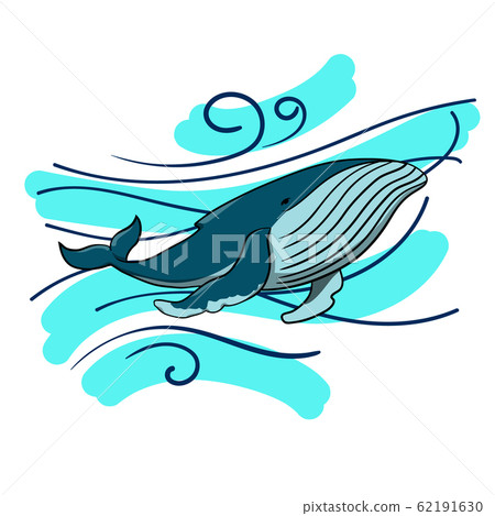 Vector cute cartoon whale on white background. Whale vector illustration. Vector cute cartoon whale on white background. Whale vector illustration. 62191630
