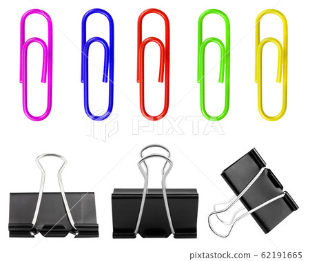 set of paperclips on white background. set of paperclips on white background. 62191665