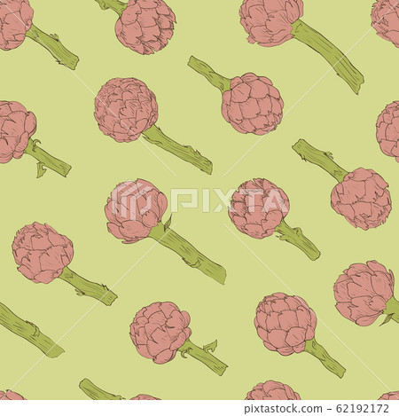 Vegetable artichoke, vegetarian pattern. Seamless nature wallpaper. Fresh organic healthy food background 62192172