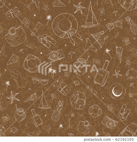 Seamless pattern with travel icons. Vacation,... - Stock Illustration ...
