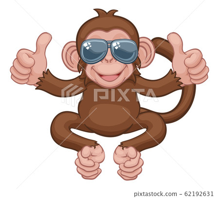Monkey Sunglasses Cartoon Animal Giving Thumbs Up 62192631