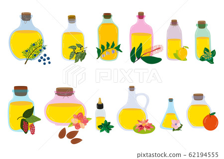 Herbal oil natural cosmetic and healthcare set vector illustration isolated on white Herbal oil natural cosmetic and healthcare set vector illustration isolated on white 62194555
