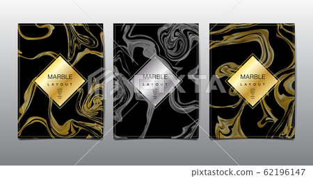 Gold, black, white marble template, covers design layout, colorful texture, realistic , backgrounds. Trendy pattern, graphic poster, geometric brochure, cards. Vector illustration. 62196147