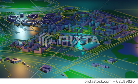 Techno mega city, urban and futuristic technology concepts, original 3d rendering Techno mega city, urban and futuristic technology concepts, original 3d rendering 62199820