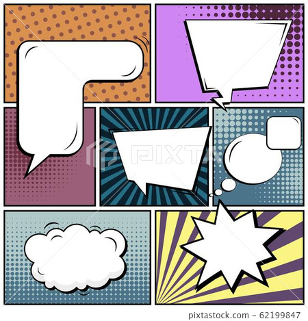 Abstract creative concept vector comic pop art style blank, layout template with clouds beams and Abstract creative concept vector comic pop art style blank, layout template with clouds beams and 62199847