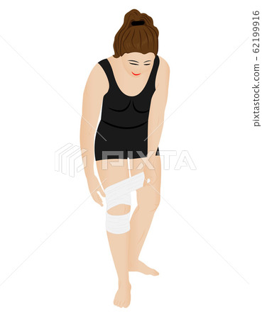 a girl bandage her knee 62199916
