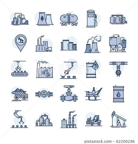 A large vector set of industry icons and production in a linear style. A large vector set of industry icons and production in a linear style. 62200286