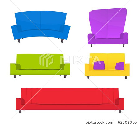 Abstract creative funny cartoon sofa set isolated on transparent background. For web and mobile app 62202010