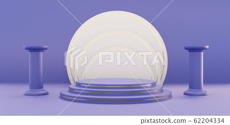 Minimalistic vintage violet and golden showcase with steps and empty space in art deco style on violet background 3d illustration render Minimalistic vintage violet and golden showcase with steps and empty space in art deco style on violet background 3d illustration render 62204334