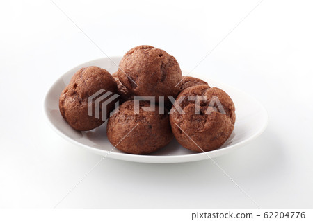 Chocolate cream puff french sweets white background 62204776