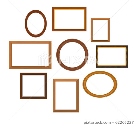 Wooden frames hanging on the wall vector isolated - Stock Illustration ...