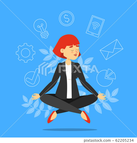 Businesswoman in lotus pose meditating vector 62205234